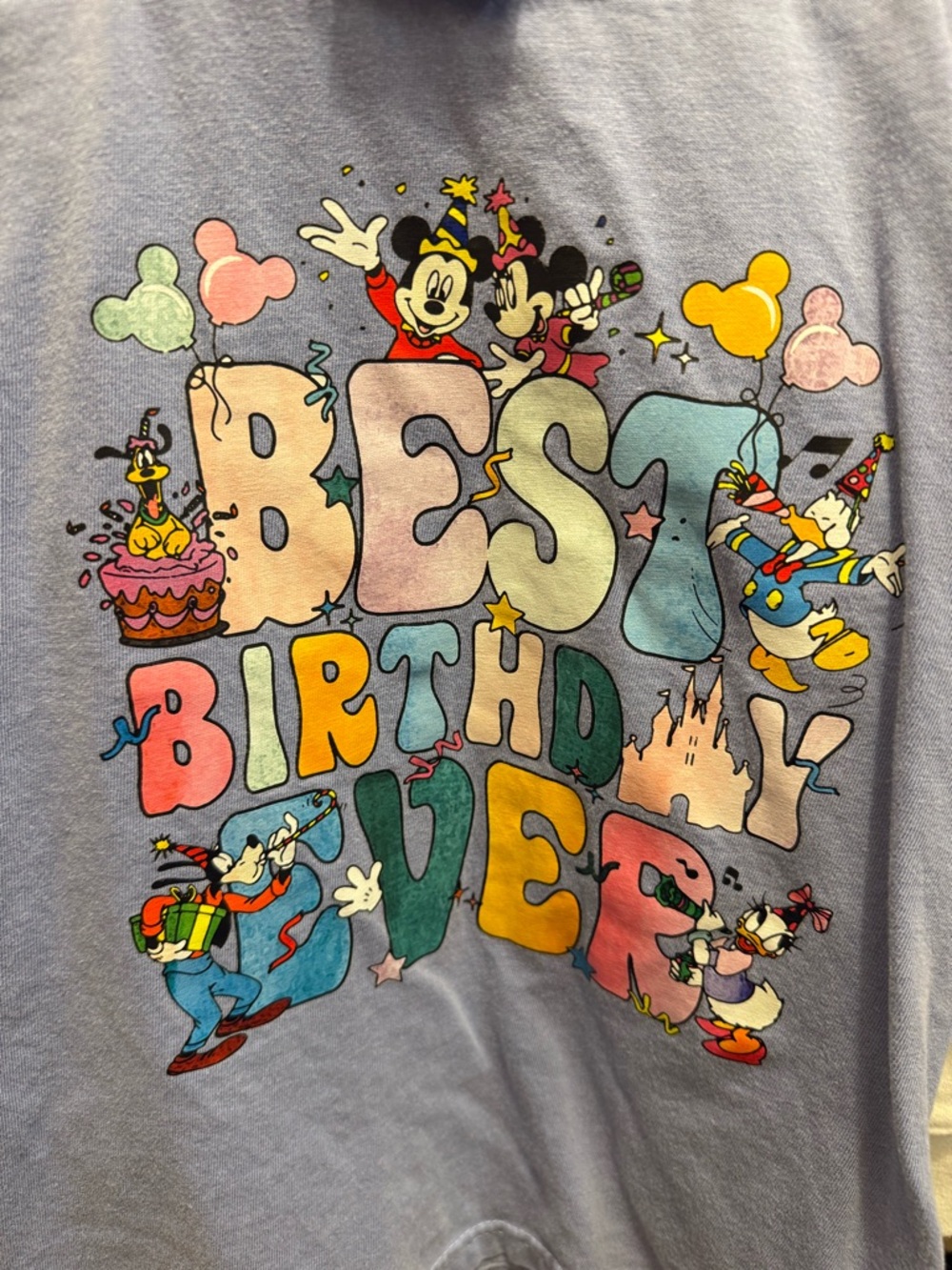 Comfort Colors Blue Denim color Disney 'Best Birthday Ever' Graphic Sweatshirt